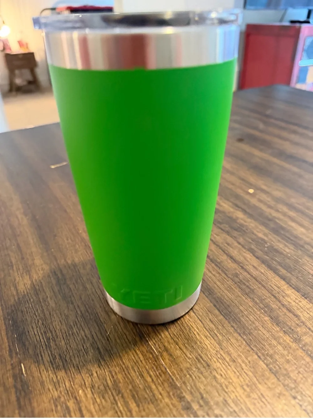 Yeti Green Stainless Steel Tumbler with Clear Lid